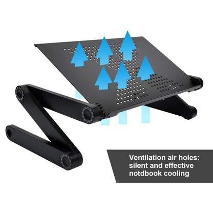 Ideal Swan laptop stand, adjustable height, foldable laptop table holder, notebook stand with mouse pad for bed or couch, laptop desk for MacBook, Dell, Lenovo, Samsung, Acer - Black.