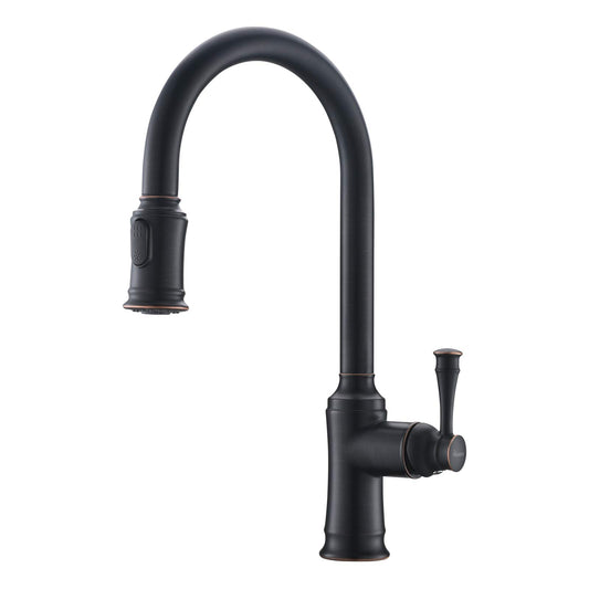 PHASAT Kitchen Faucet Pull Out Sprayer Sink Faucet with 360° Swivel 2 Functions for Kitchen, Oil Rubbed Bronze KZ06