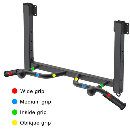 Kipika Multifunctional Joist Mounted Pull Up Bar, 4 levels of height adjustment, Multi-angle grip, Chin Up Bar Joist Mount, Home Gym Workout Strength Training Equipment