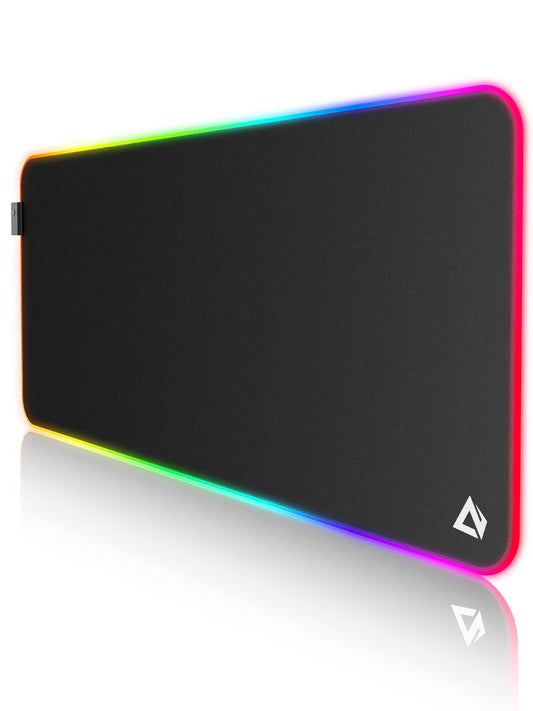 EASEMO Gaming Mousepad, RGB Mousepad, XXL large (900 x 400 x 4 mm) with 7 LED colors, 11 lighting modes, and waterproof fabric surface, non-slip rubber base for PC, laptop, keyboard