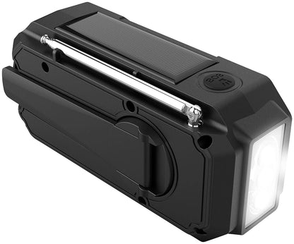 infactory Crank Radios: Solar and Dynamo Crank Radio with LED Light, SOS, Powerbank Function (Radio with Battery, Emergency Radio, Headphone Cable)