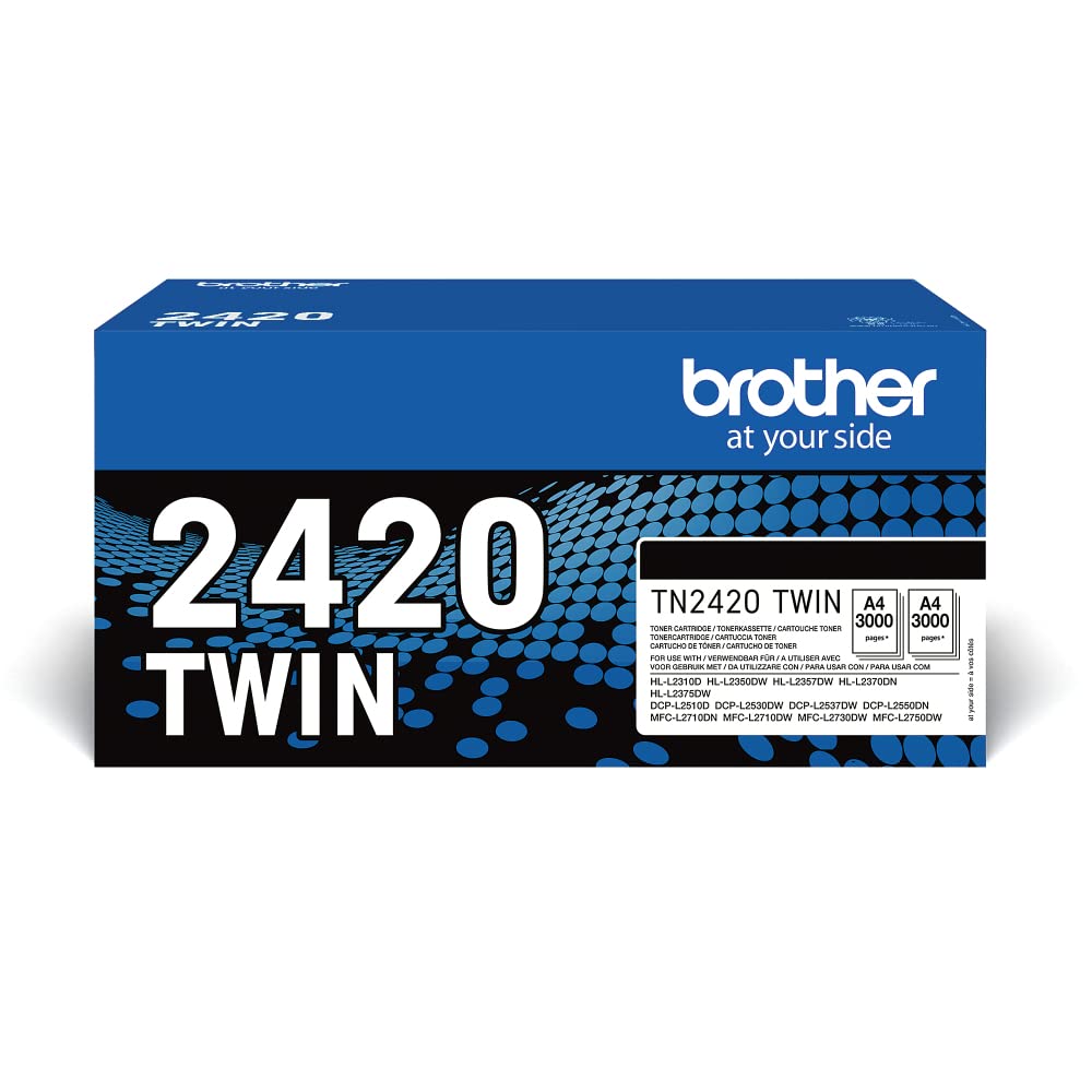 Brother Original TN2420TWIN Bundle with 2 black toners, approx. 6000 pages each, for MFCL2710DW/MFCL2710DN/MFCL2730DW/MFCL2750DW/DCPL2510D/DCPL2550DN/HLL2310D/HLL2350DW/HLL2370DN/HLL2375DW, double pack.