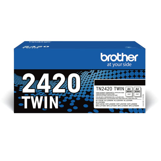 Brother Original TN2420TWIN Bundle with 2 black toners, approx. 6000 pages each, for MFCL2710DW/MFCL2710DN/MFCL2730DW/MFCL2750DW/DCPL2510D/DCPL2550DN/HLL2310D/HLL2350DW/HLL2370DN/HLL2375DW, double pack.
