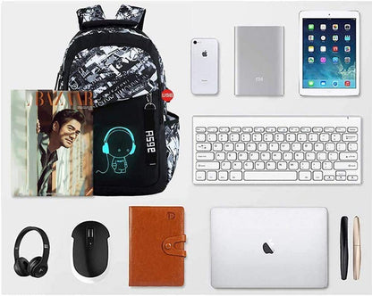 Asge 128-1 Oxford Fabric School Backpack for Boys Schoolbag Print Backpack Teenagers Schoolbag Outdoor Reflective Daypack, Gray, M