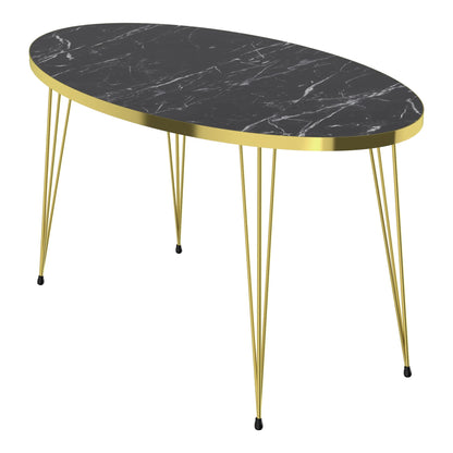 [en.casa] Coffee table Skævinge side table 43 x 90 x 50 cm Made of chipboard and metal Coffee table for living room bedroom Marble, black/gold