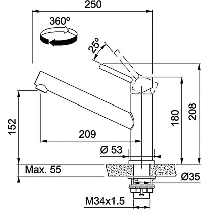 Franke 115.0569.290, Kitchen faucet Orbit, Stainless steel