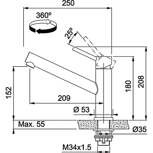 Franke 115.0569.290, Kitchen faucet Orbit, Stainless steel