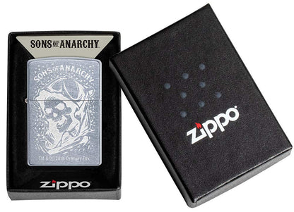 ZIPPO – Storm lighter, Sons of Anarchy Skull, Lustre, Street Chrome, refillable, in high quality gift box