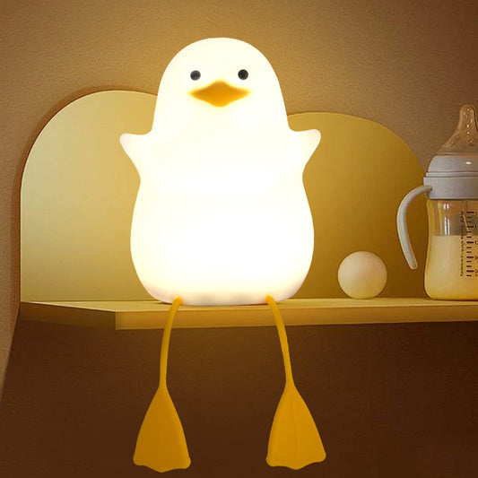 Lightzz night light for kids, cute duck bedside lamp made of silicone for children's room, ABS material, touch control, portable and rechargeable, dimmable, birthday-Christmas gifts for boys and girls.