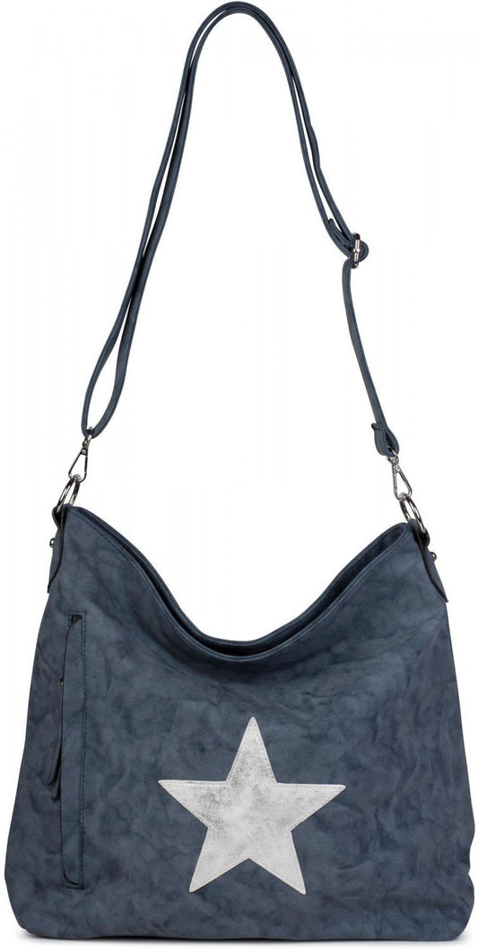 styleBREAKER Shopper handbag in vintage look with star, shoulder bag, crossbody bag, women 02012076, color: light brown