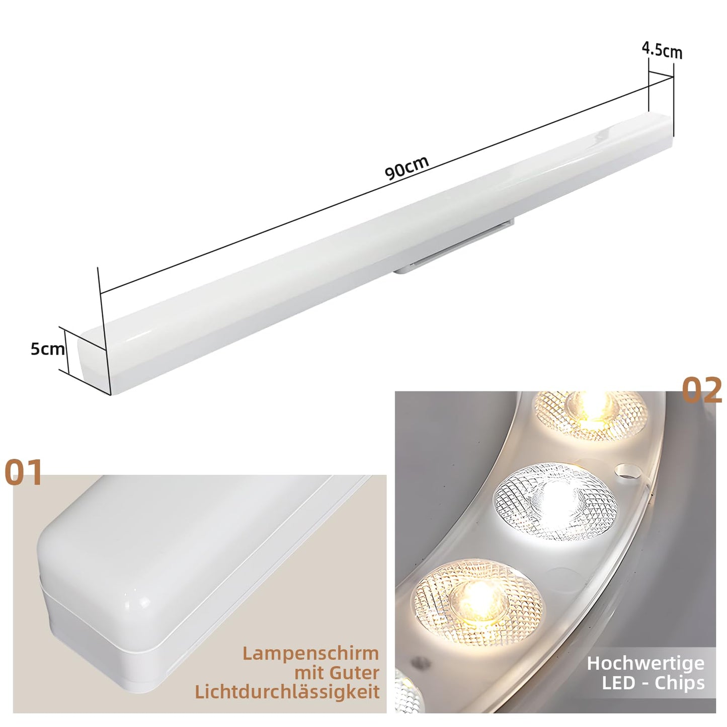 CBJKTX LED ceiling light kitchen ceiling lamp - Long kitchen lamp 90CM daylight lamp 4000K neutral white lamp flat basement lamp white 36W office ceiling lamp indoor ceiling lighting for hallway living room basement