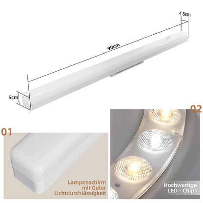 CBJKTX LED ceiling light kitchen ceiling lamp - Long kitchen lamp 90CM daylight lamp 4000K neutral white lamp flat basement lamp white 36W office ceiling lamp indoor ceiling lighting for hallway living room basement