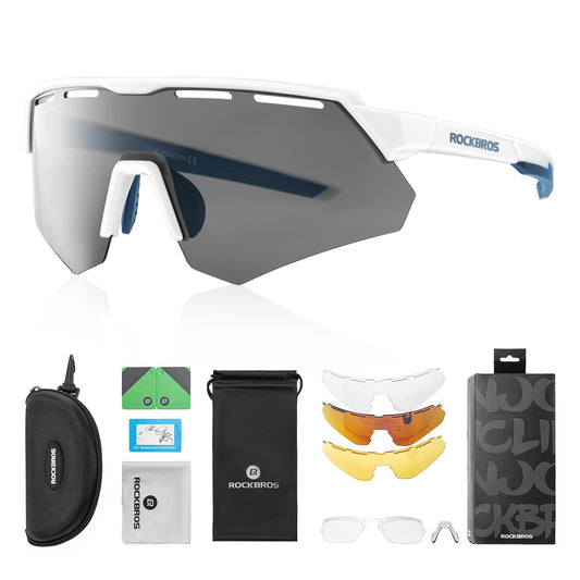 ROCKBROS Polarized Cycling Glasses with 4 Interchangeable Lenses Sunglasses Sports Glasses for Men and Women