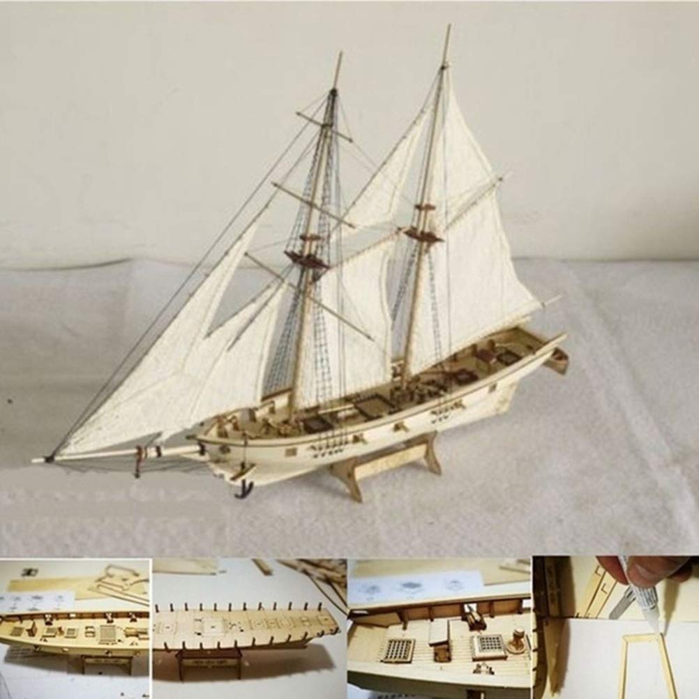 RUSTOO wooden sailboat ship model kit, Classic wooden sailing boats Scale Model Decor, DIY model decoration boat kids and adults gifts toy Gift