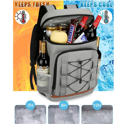 LANHUIYY Cool Backpack 30L Cooler Bag Backpack Thermal Backpack Picnic Backpack Cool Bag Large Insulated Cooler Bag Men Women for Picnics/BBQs/Camping/Outings/Shopping (gray, 30L)