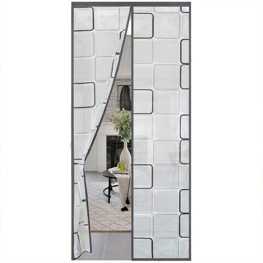 Thermal curtain 90x200cm, magnetic thermal curtain for doors, cold protection and heat retention in winter, ideal for use with air conditioning in summer, easy adhesive installation without drilling.