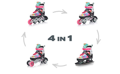meteor® Inline Skates 4in1 Racing Skates Kids Inline Skates Rollerskates Roller Blades Quad Skates Carbon Kids Inline Skates Adjustable Shoe Big Wheels