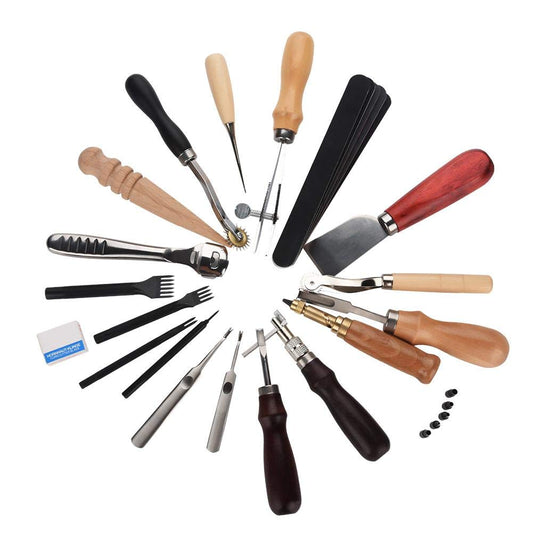 Leather Tool Set 18pcs Leather Craft Set Leather Tools and Accessories Set Leather Craft Tool Set for Leather Craft Sewing Cutting DIY.