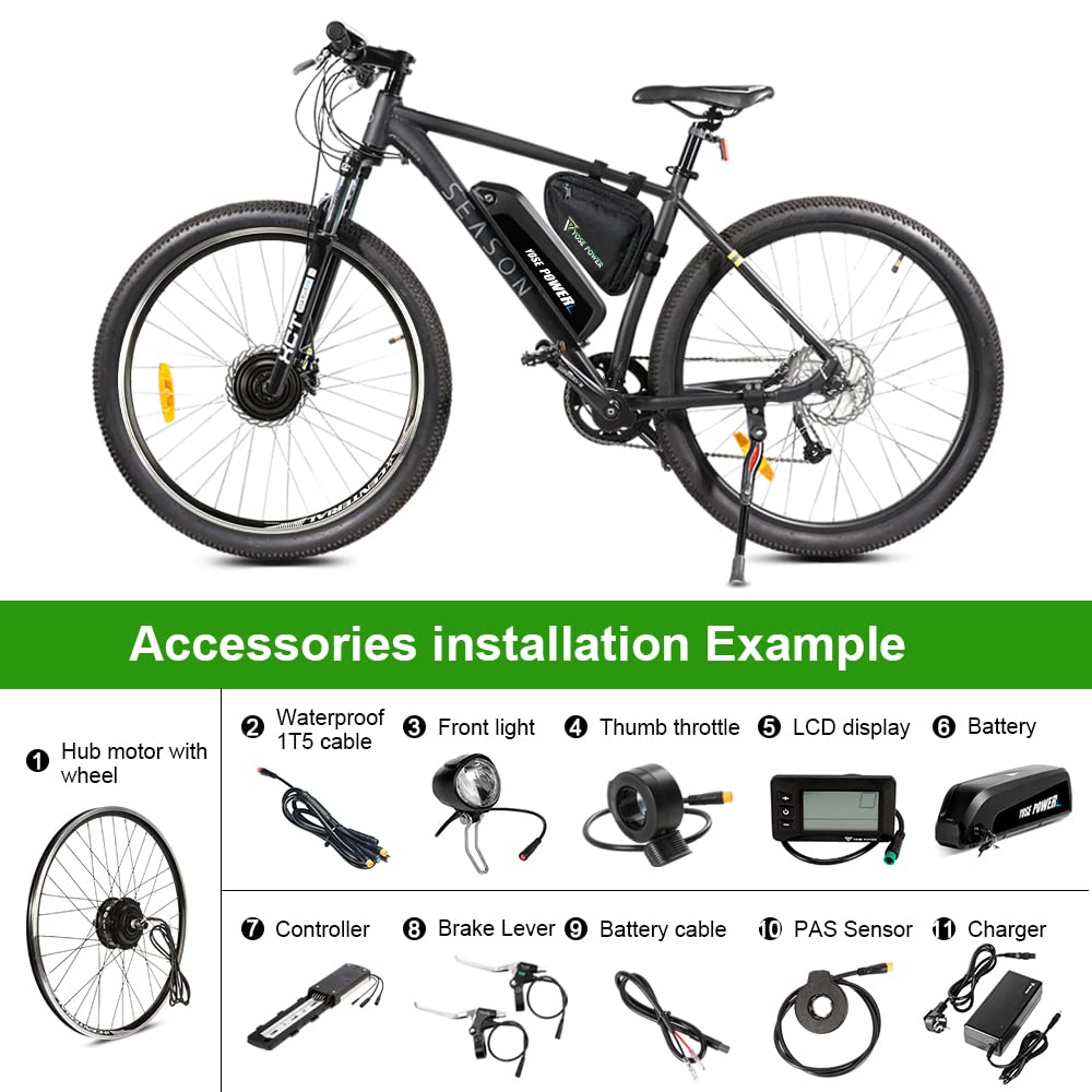 YOSE POWER Ebike Kit 36V250W 26" front motor bicycle E-Bike hub conversion kit with HL Plus 36V 15.6Ah battery DIY E-Bike LCD display