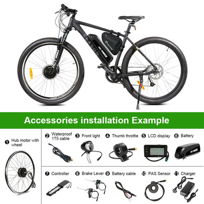 YOSE POWER Ebike Kit 36V250W 26" front motor bicycle E-Bike hub conversion kit with HL Plus 36V 15.6Ah battery DIY E-Bike LCD display