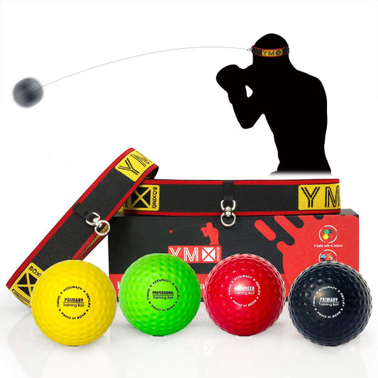 YMX BOXING Reflex Ball - 4 balls + 2 headbands, perfect for training reflexes, reaction, and hand-eye coordination.