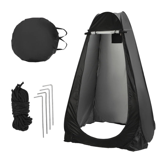Pop-Up Toilet tent - Black shower tent with UV protection, waterproof polyester, window & carrying bag - Ideal for camping, beach & outdoor activities.