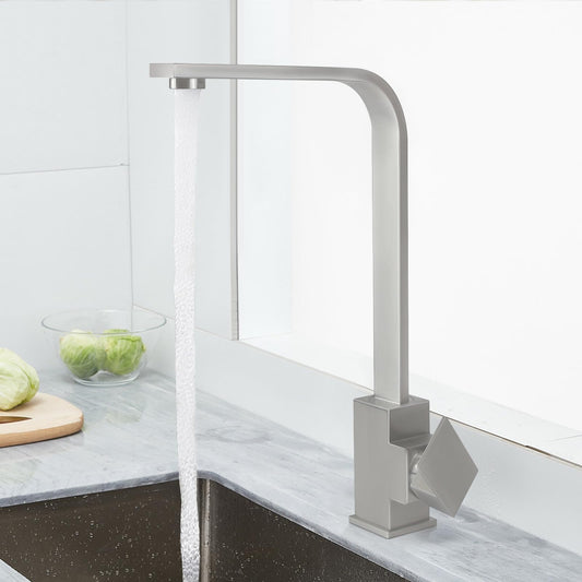 Mursche Kitchen Faucet Brushed High Pressure - Stainless Steel Mixer Tap 360° Swivel Sink Faucet 34CM Single Lever Mixer Faucets for Sink Garden Bathroom