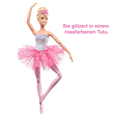 Barbie Dreamtopia Magic Light Ballerina Doll, with pink tutu and blonde hair, 5 light and sound effects, posable Barbie, for ages 3 and up, HLC25