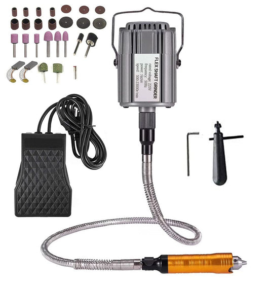 Seababyhouse 780W Rotary Tool Set Flex Shaft Suspension Hanging Grinder Electric Multifunction Tools for Metalworking Foot Pedal Control, Metal Flexible Shaft, 23000 RPM