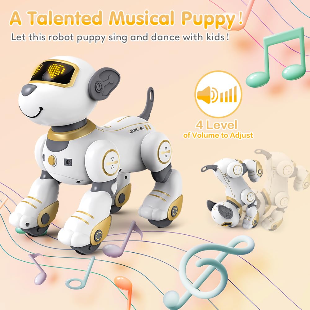 VATOS Robot Dog Kids Remote Control Toy - Interactive Touch and Follow Robot Dog with 17 functions, programmable dance music RC for girls 3-12 years