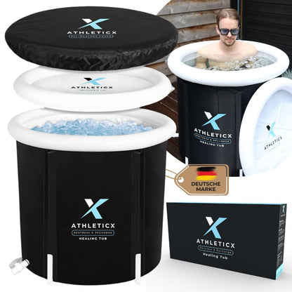 Athleticx Premium Ice Bath XXL, Foldable bathtub for adults, Inflatable Ice Bucket for Athletes, Sitz bath - Including Insulating Cover, Lid, Storage Bag, and Hand Pump