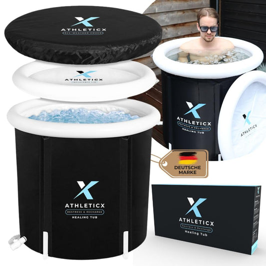 Athleticx Premium Ice Bath XXL, Foldable bathtub for adults, Inflatable Ice Bucket for Athletes, Sitz bath - Including Insulating Cover, Lid, Storage Bag, and Hand Pump