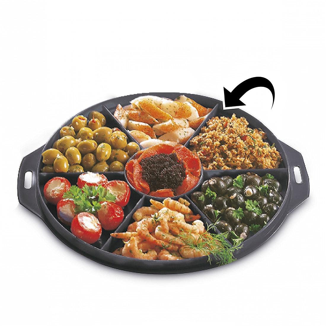 Xavax Cake Transport Box round with lid Cake container 31.5 cm diameter, inner height 8 cm, Cake box with slice division aid, cake plate anthracite, Transparent