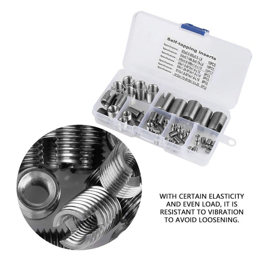 50pcs Threaded Inserts 302 Stainless Steel Internal Thread Self-Tapping Thread Insert Set Thread Strengthening Repair Tool