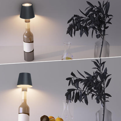 Coin with 2 pieces LED battery-operated wireless bottle lamp, 5500mAh dimmable table lamp, IP54 bottle light, touch table light for indoor/outdoor, restaurants and bars, anthracite...