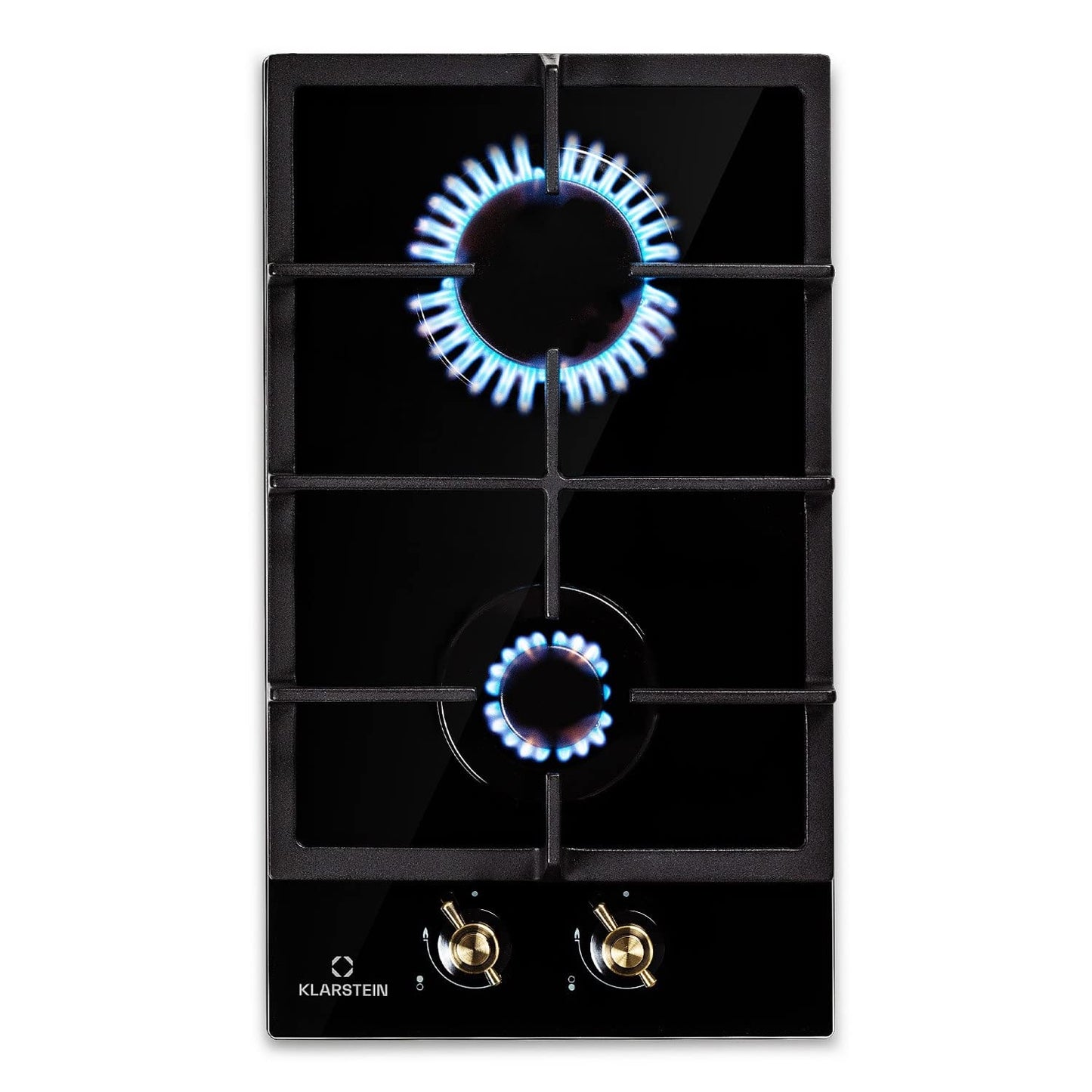 Clearstone Victoria - Gas hob, built-in, Sabaf burners, natural gas/propane, safety valves, automatic shutdown, cast iron pot supports, retro-style ceramic glass, 2 burners, black