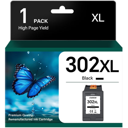 302 XL Black Ink Cartridge Replacement for HP 302 Black, compatible with HP Envy 4520 4522 4525 4527, DeskJet 3630 3636 3638 3639 3633 2130, OfficeJet 3831 3830 3833 5220 5230, 1 Black
