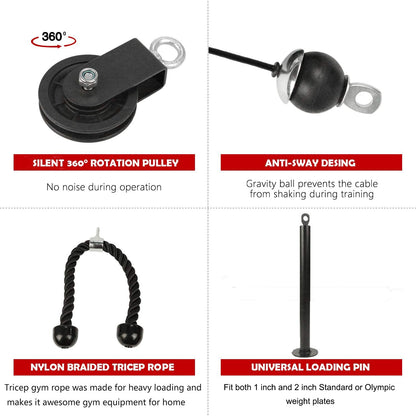 LFJ Lat Pull Fitness, Cable Pull Pulley Fitness Forearm Trainer Arm Strength Training Triceps Weight Fitness Equipment Trainer Home Gym DIY Pulley System