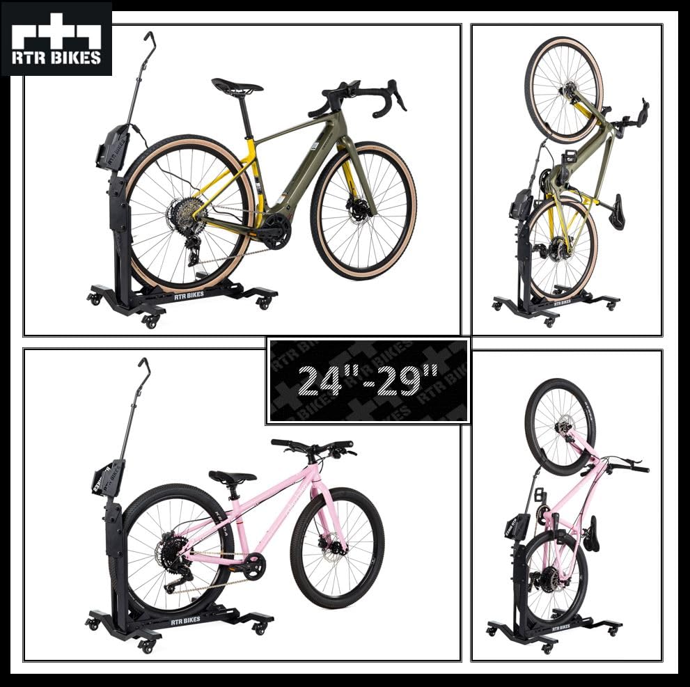 RTR BIKES BRUTUS UP PRO Professional Freestanding Bike Stand - Perfect for your garage, home, or bike shop.