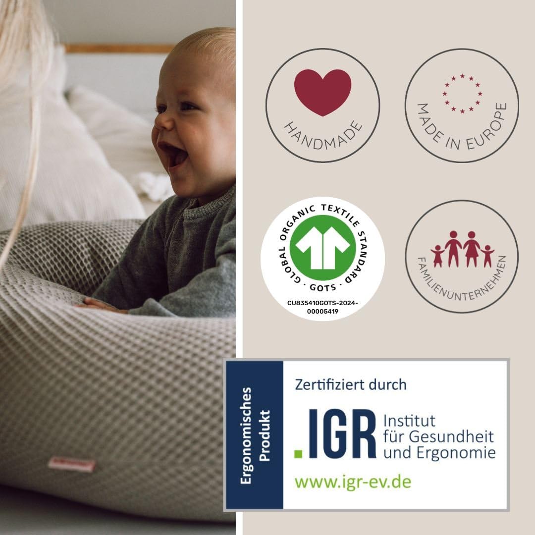HOBEA-Germany nursing pillow 190 cm x 76 cm XXL support pillow pregnancy pillow for baby and adults side sleeper pillow nursing pillow with cover made of organic cotton (forest)