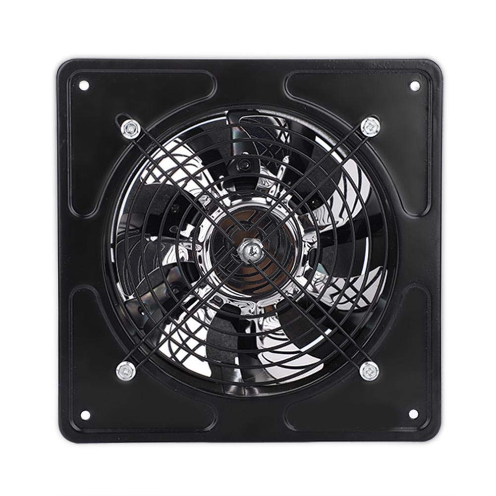 6" wall mounted exhaust fan super quiet ventilation with copper motor main bathroom kitchen garage exhaust vent (Black)