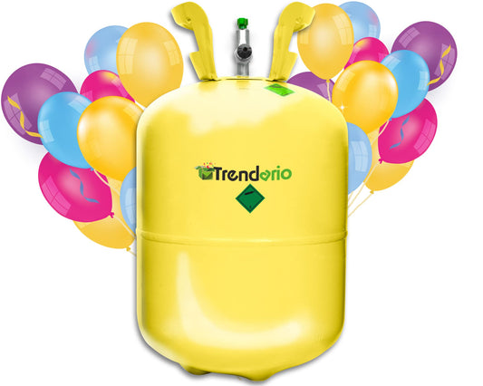 Trendario Balloon Gas, helium for up to 50 balloons, disposable helium gas cylinder with filling valve for helium balloons.