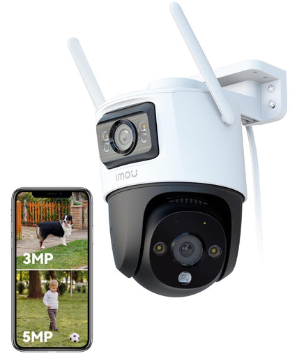 Imou 5MP+3MP Dual Cameras Outdoor Surveillance Camera with AI Human/Vehicle Detection, 360° PTZ Outdoor WiFi Surveillance Camera, Color Night Vision, Auto Tracking, Two-Way Audio, Siren, IP66.