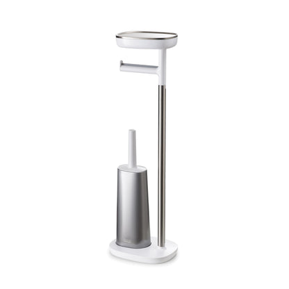 Joseph Joseph Easy Store - toilet paper holder and stand with flexible toilet brush, bathroom storage solution, made of stainless steel.