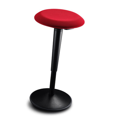 Sedus se:fit, ergonomic stool, standing stool, perching seat, standing aid, red, black, plastic, rubber base, adjustable height 53-80 cm.