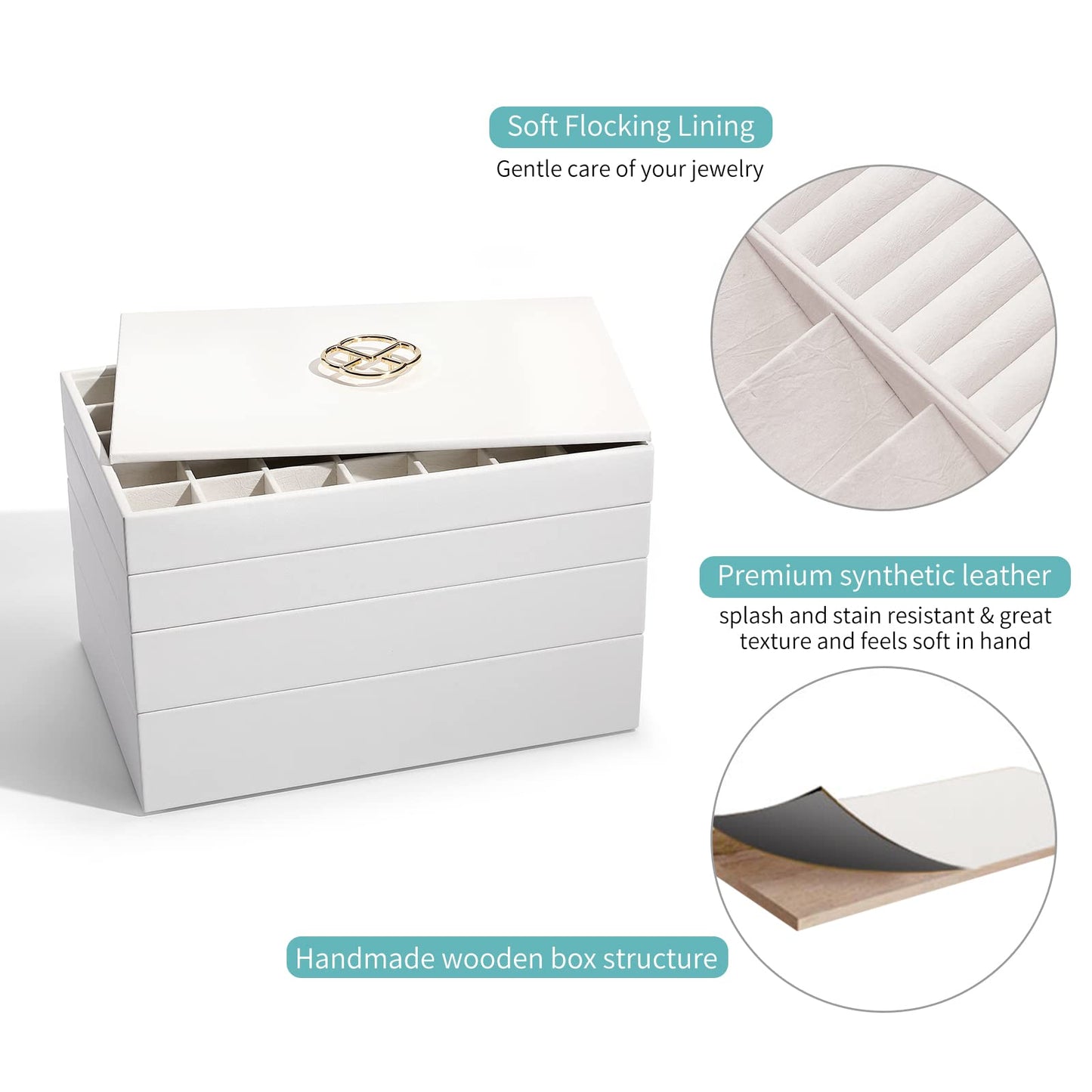 Vlando stackable jewelry trays jewelry box jewelry organizer jewelry storage - Large jewelry box women's jewelry display drawer insert for earring necklaces bracelet ring