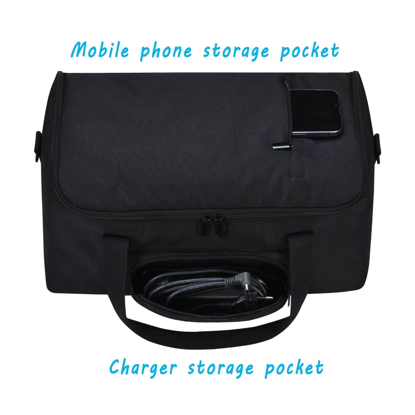 Hzycwgone carrying case for Ultimate Ears HYPERBOOM portable Bluetooth speaker. Includes shoulder strap, additional storage pockets for charger, cables, phone accessories (Black).