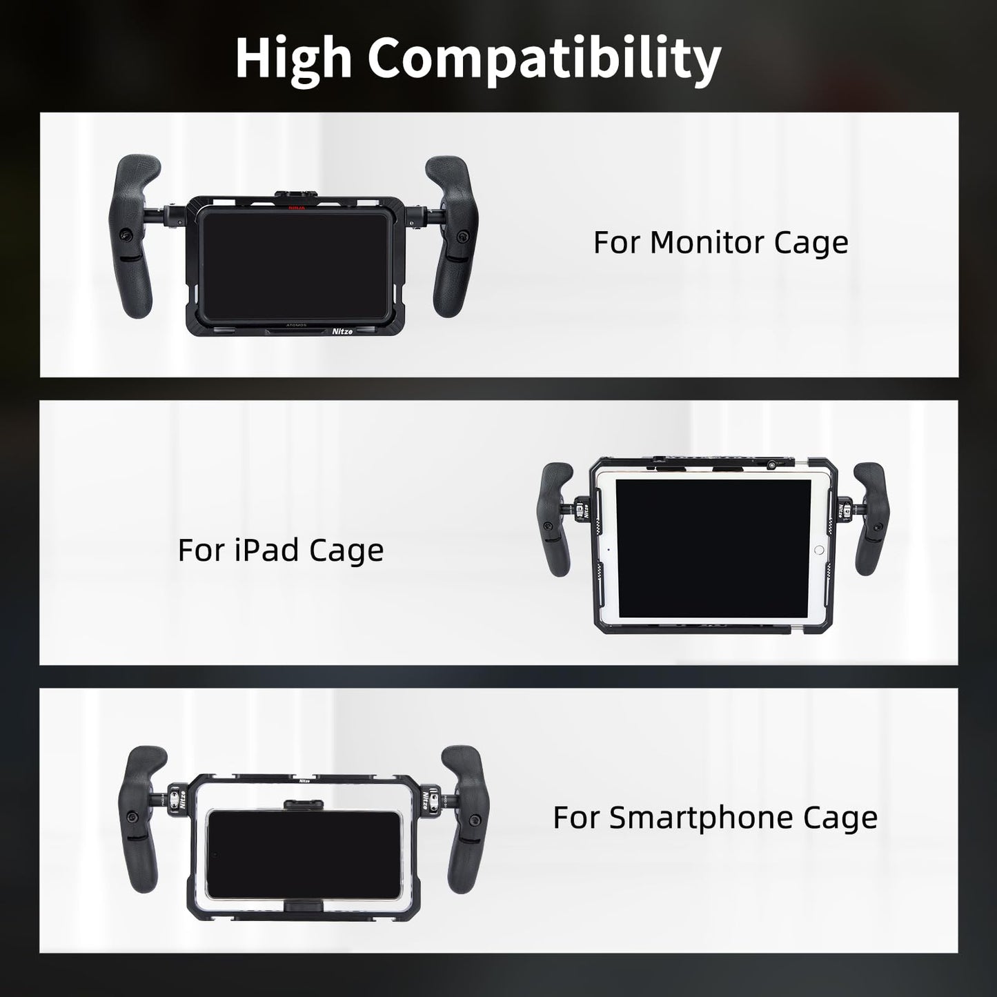 Nitze Side Handle, side handle kit with 1/4" screw and removable positioning pins for smartphone/iPad/monitor/camera cages - PA32D