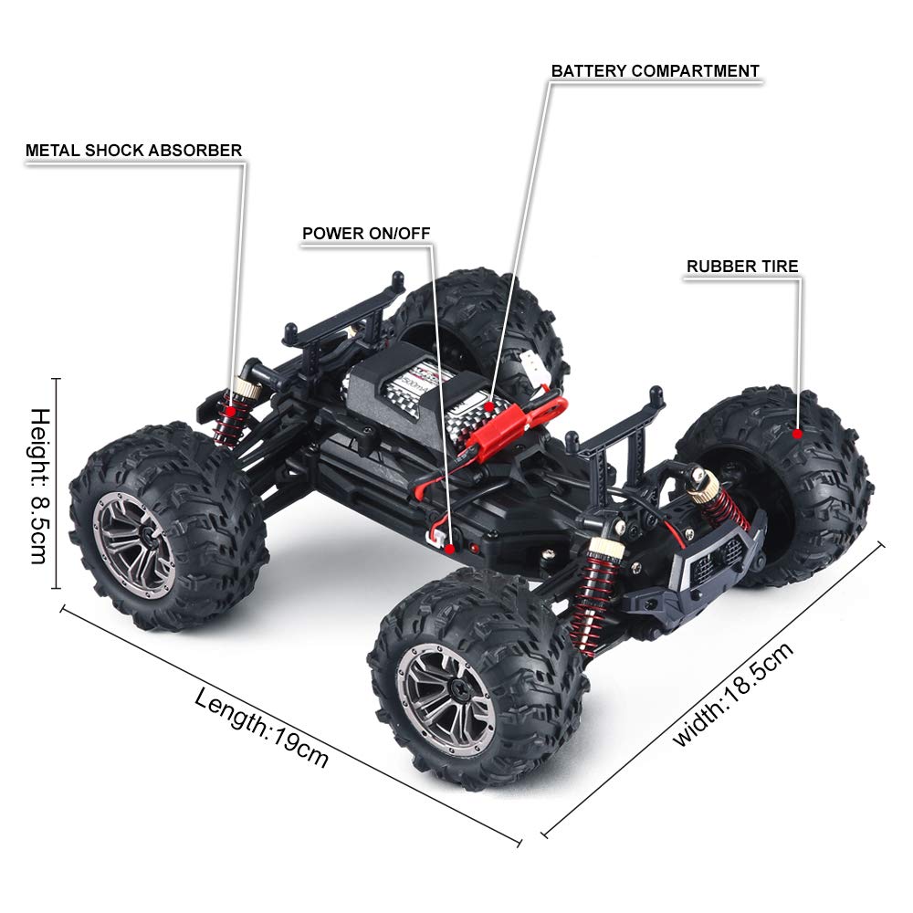 VATOS Remote Control Car 4WD RC Car 26 km/h All Terrain Car 1:20 RC Monster 2.4 GHz Electric Racing Truck RC Crawler Toy Car for Adults and Kids (Green-1)