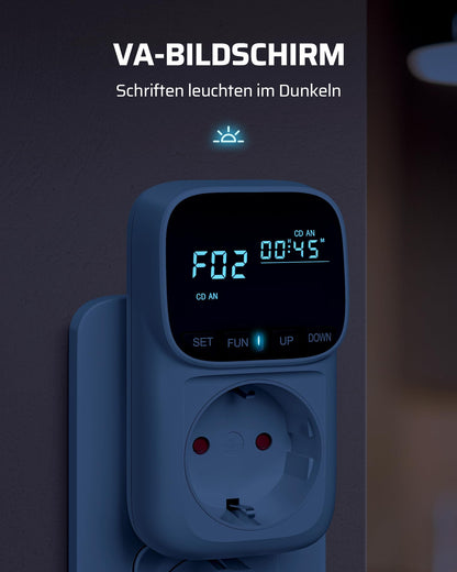DEWENWILS Temperature controller, German display, Temperature switch with sensor 230V, Digital thermostat outlet, Temperature monitor with heating and cooling modes for greenhouse, terrarium, refrigerator.